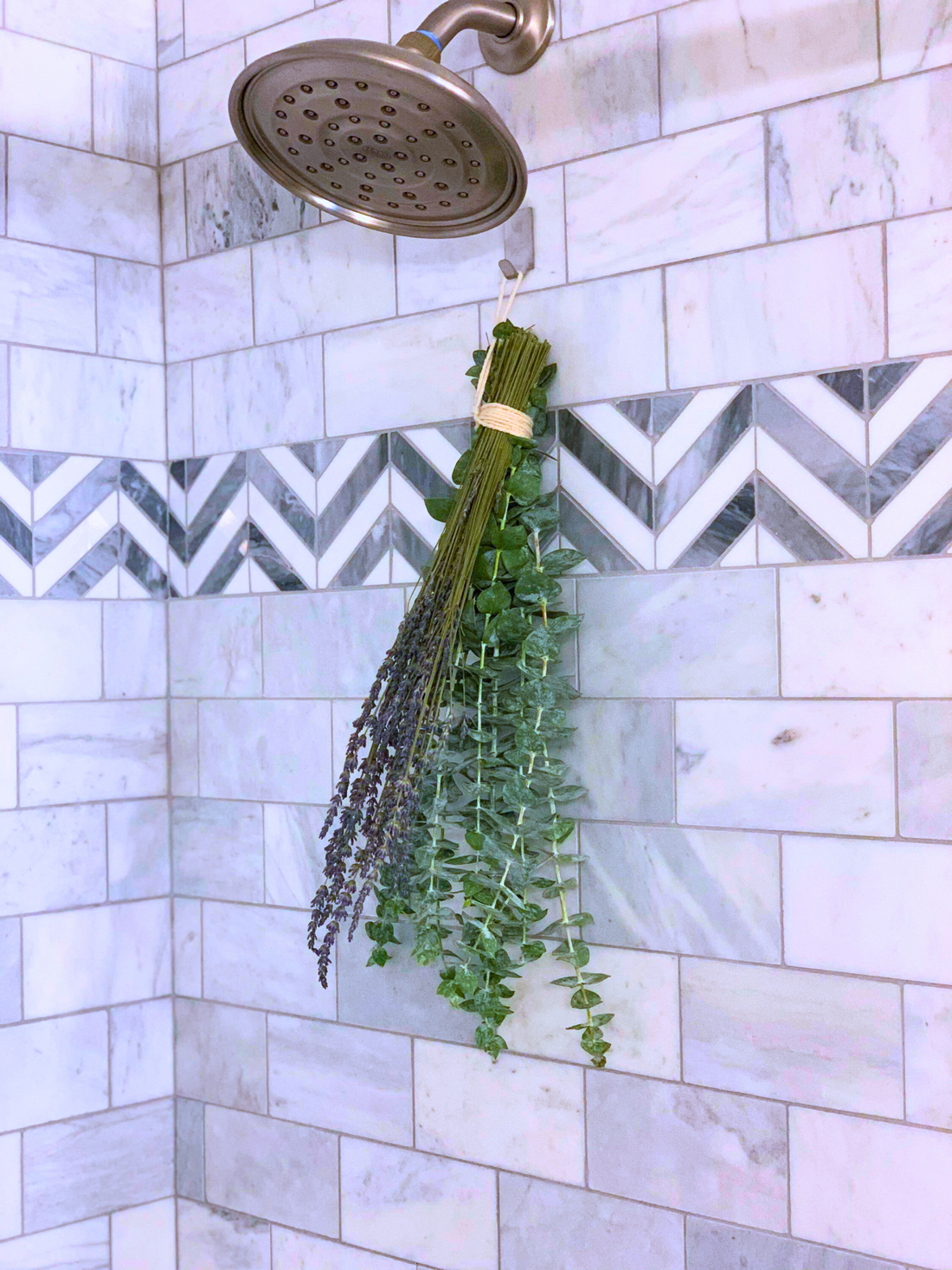 Fresh eucalyptus hanging in the shower. Aromatherapy shower eucalyptus bundle.